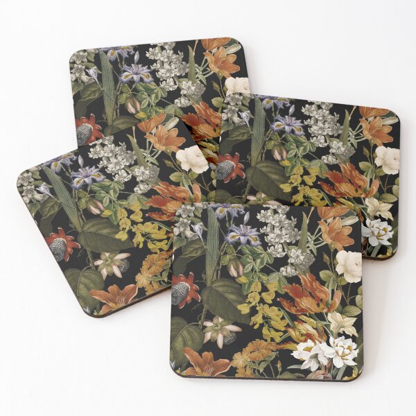 Item preview, Vintage Flower Black Botanical Night Garden Nightgarden designed and sold by UtArt.