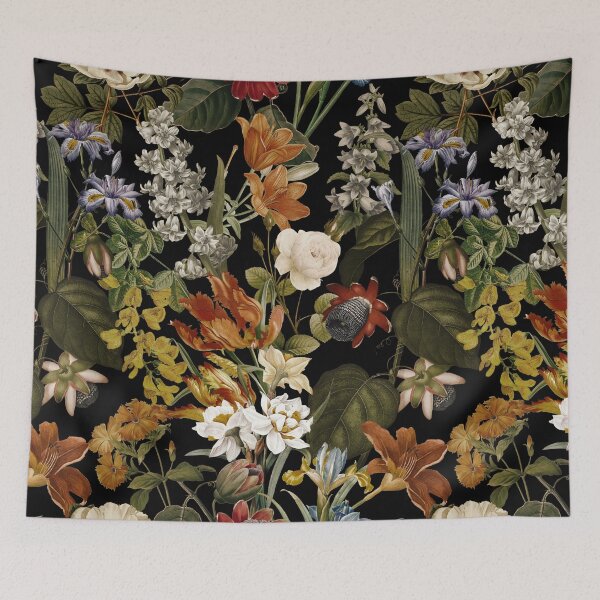 Item preview, Vintage Flower Black Botanical Night Garden Nightgarden designed and sold by UtArt.