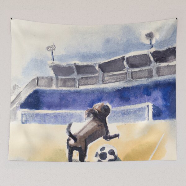 Item preview, Dog playing soccer at the stadium-Edited AI generated art designed and sold by Frostp.