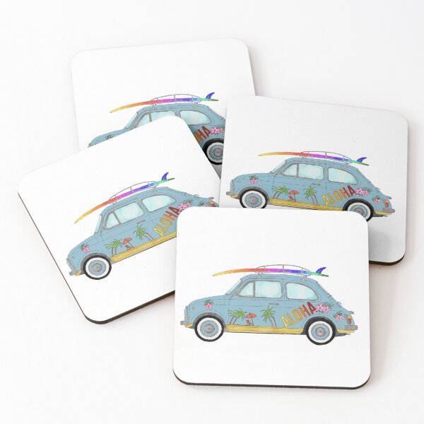 Item preview, Fiat 500 with surf board designed and sold by portosabbia.