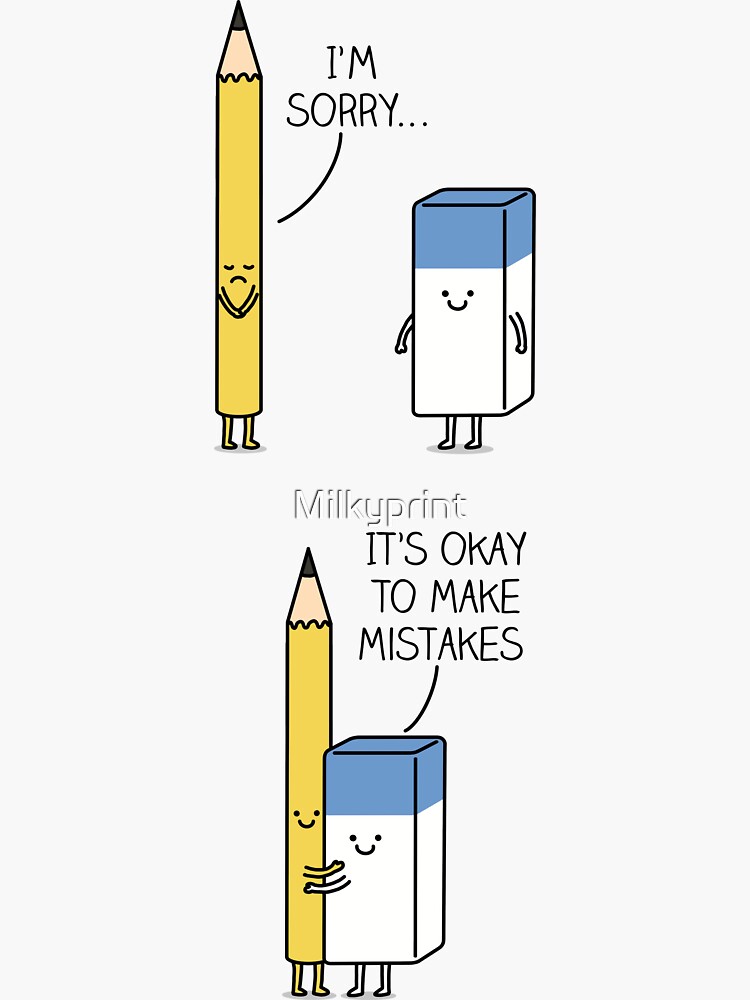 "It's Okay To Make Mistakes" Sticker For Sale By Milkyprint | Redbubble