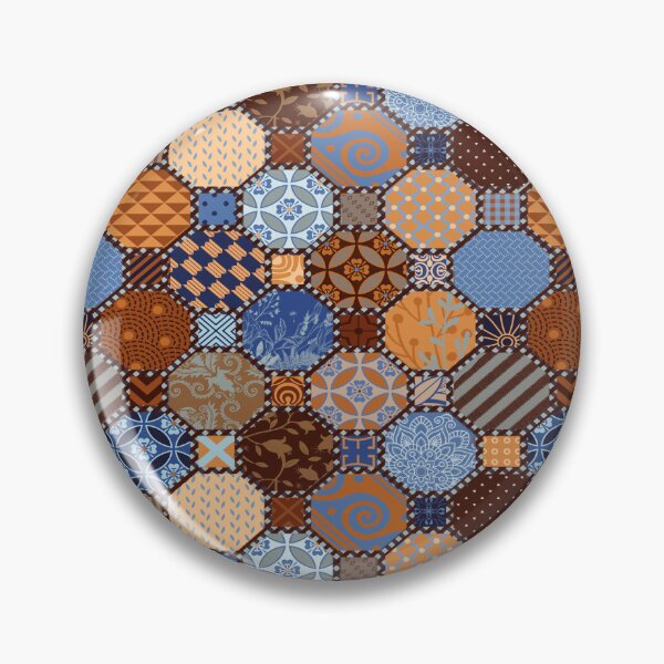 Item preview, Rust and blue octagonal pattern by Maxine Gadd designed and sold by Maxine Gadd.