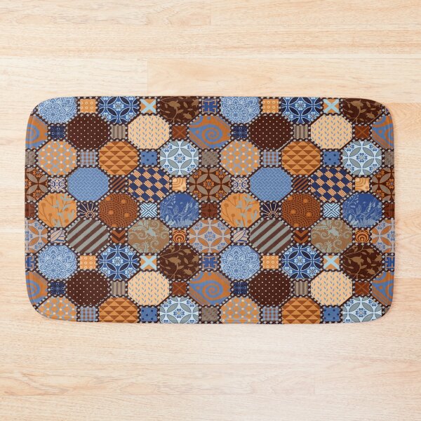 Item preview, Rust and blue octagonal pattern by Maxine Gadd designed and sold by Maxine Gadd.