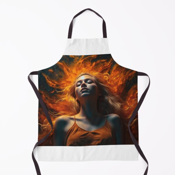 Item preview, Stunning girl floating in the vast emptiness of space, her body engulfed in a fierce, fiery energy that radiates with a blinding intensity designed and sold by 3dleonardo.