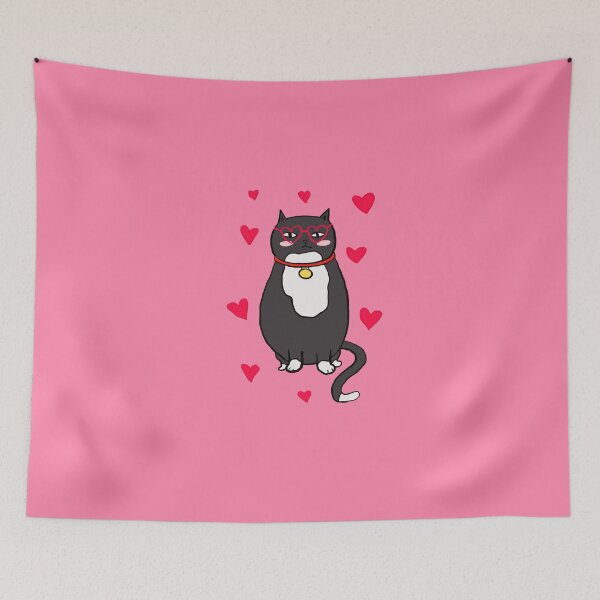 Item preview, Valentine’s Day illustrative cat card designed and sold by Stuckinadream.