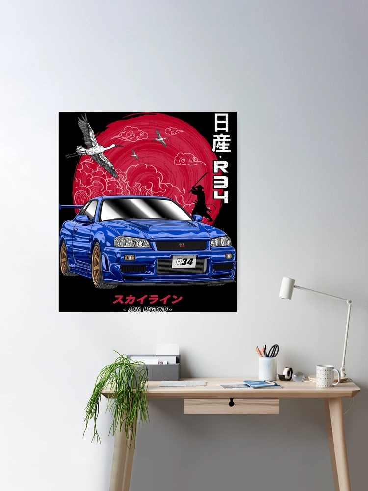 Nippon JDM Nissan Skyline GT-R R34  Poster for Sale by Navin