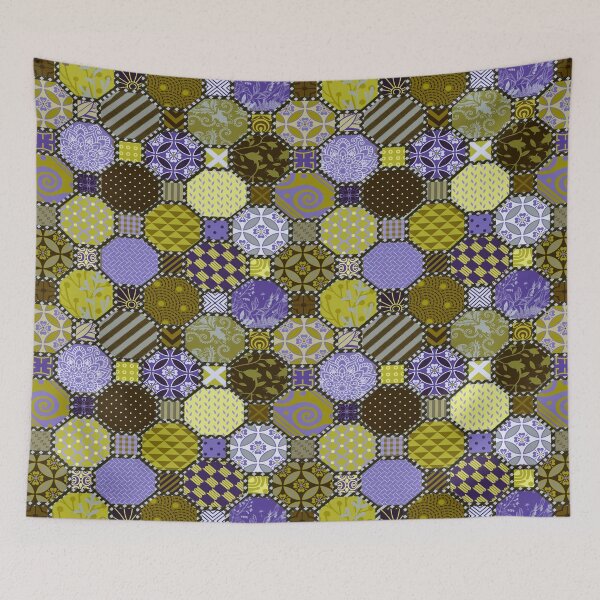 Item preview, Lime green and lavender octagonal pattern by Maxine Gadd  designed and sold by Maxine Gadd.