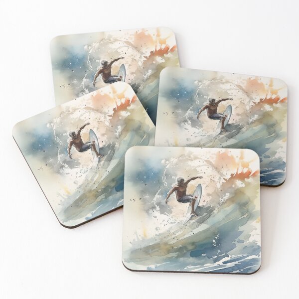 Item preview, Watercolur Surfing Art, Ocean Wave, Surfer, Tropical Surf Printable, Surf Board designed and sold by AdrianStyleArt.