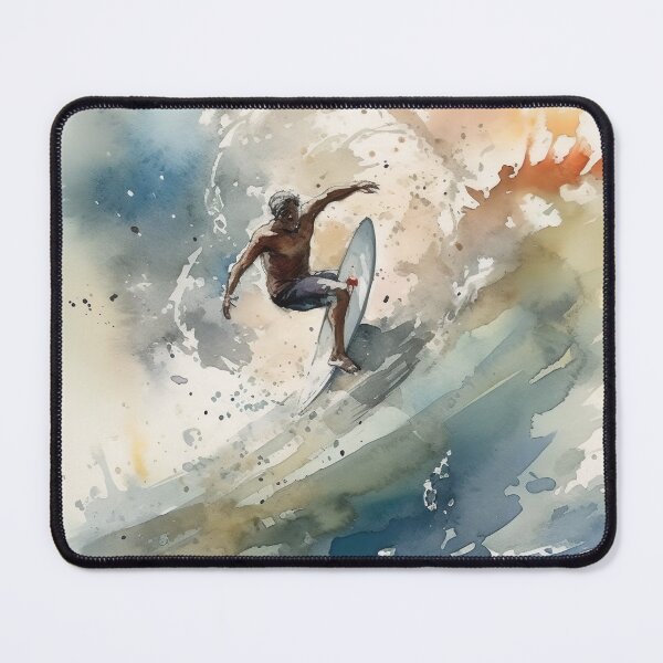 Item preview, Watercolur Surfing Art, Ocean Wave, Surfer, Tropical Surf Printable, Surf Board designed and sold by AdrianStyleArt.
