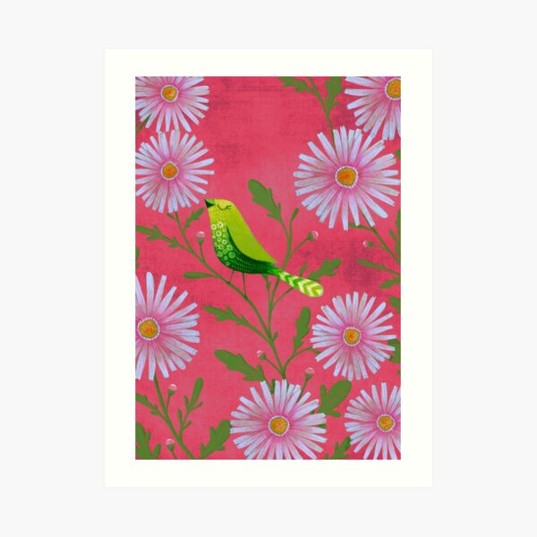 Summer green bird Art Print