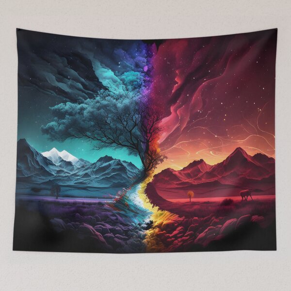 Item preview, Spectrum's Balance: A Singular Tree Nestled in the Convergence of Tonal Realms designed and sold by MonsterMatt87.