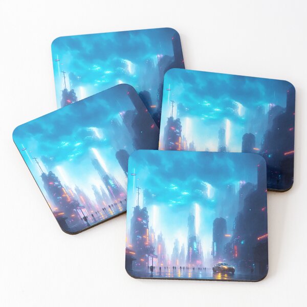 Item preview, Cyberpunk aesthetic futuristic cloudy neon city.  designed and sold by pinimgart.