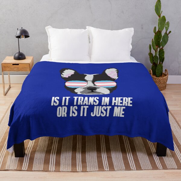 Item preview, IS IT TRANS IN HERE OR IS IT JUST ME - Funny Boston Terrier Dog Trans Pride Flag designed and sold by Lightfield.
