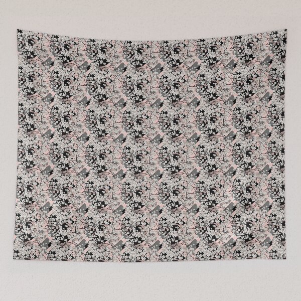 Item preview, Pink Black and White Japanese Cherry Blossom Pattern designed and sold by StudioTokyo.