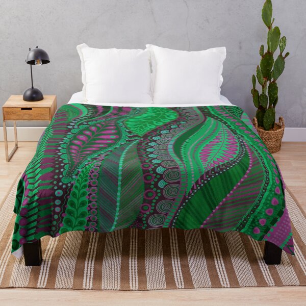 Item preview, Green and violet leaf pattern by Maxine Gadd designed and sold by Maxine Gadd.