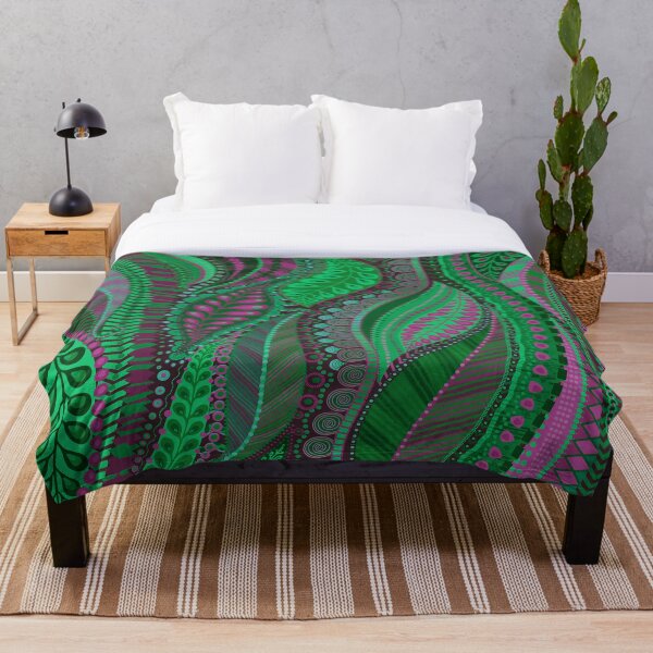 Item preview, Green and violet leaf pattern by Maxine Gadd  designed and sold by Maxine Gadd.