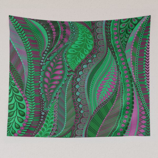 Item preview, Green and violet leaf pattern by Maxine Gadd  designed and sold by Maxine Gadd.
