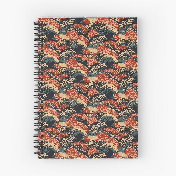 Item preview, Dark Red and Blue Japanese Wave Wagara Pattern designed and sold by StudioTokyo.