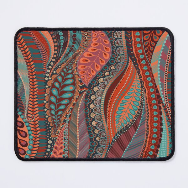 Item preview, Duck egg blue and rust leaf pattern by Maxine Gadd designed and sold by Maxine Gadd.