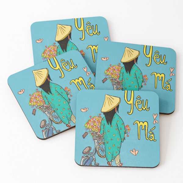 Item preview, Vietnamese Mom Illustration Mothers Day Gift Yêu Má Blue designed and sold by Wall-Art-Sketch.