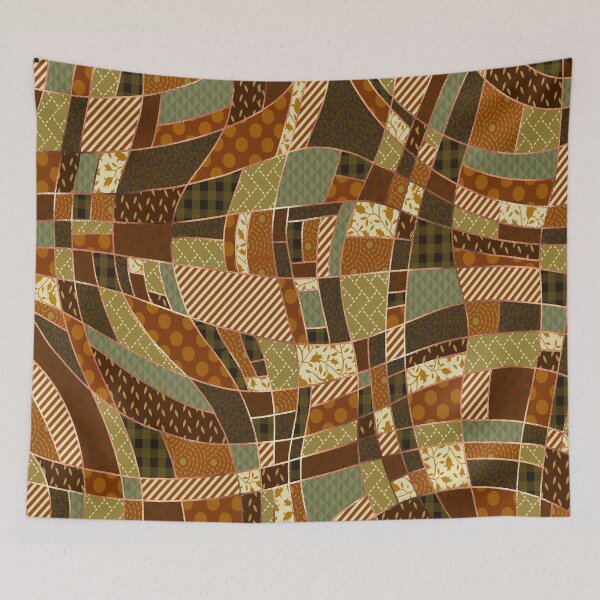 Item preview, Crazy patchwork pattern in earth colors by Maxine Gadd designed and sold by Maxine Gadd.