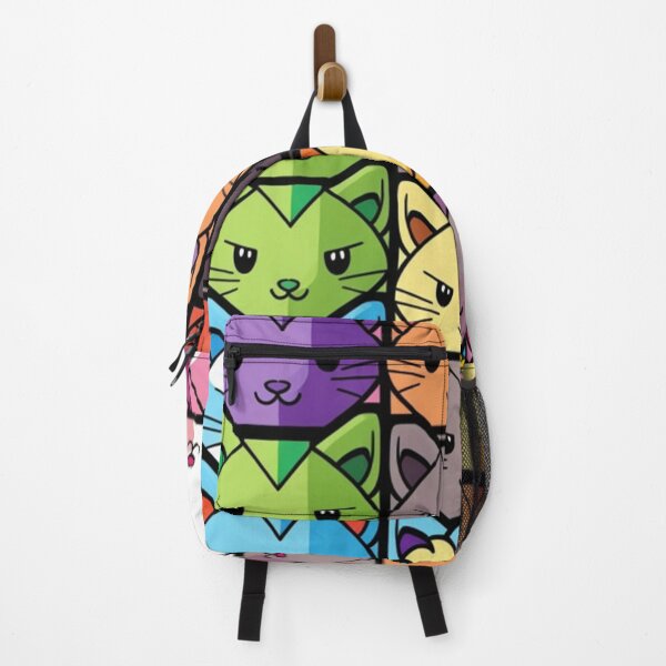 Item preview, Colorful Checker Pattern with cute Kawaii cats designed and sold by zoldi.