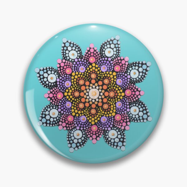 Item preview, Colorful Painted Mandala - blue background designed and sold by Louise-Mae.