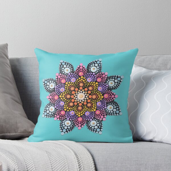 Item preview, Colorful Painted Mandala - blue background designed and sold by Louise-Mae.
