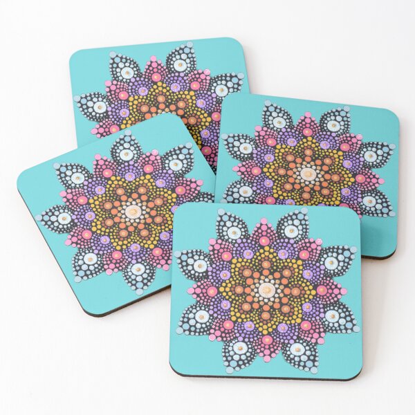 Item preview, Colorful Painted Mandala - blue background designed and sold by Louise-Mae.