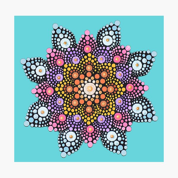 Item preview, Mandala pintada de colores - fondo azul designed and sold by Louise-Mae.