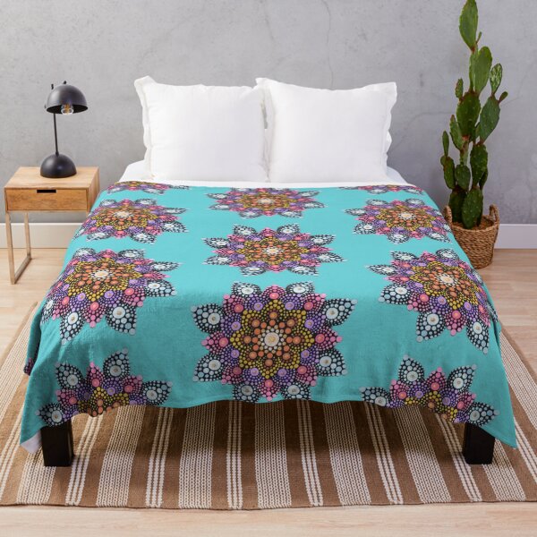 Item preview, Colorful Painted Mandala - blue background designed and sold by Louise-Mae.