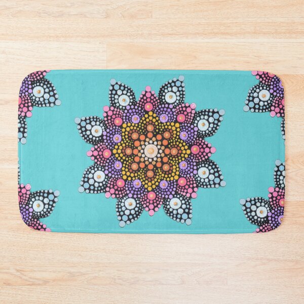 Item preview, Colorful Painted Mandala - blue background designed and sold by Louise-Mae.