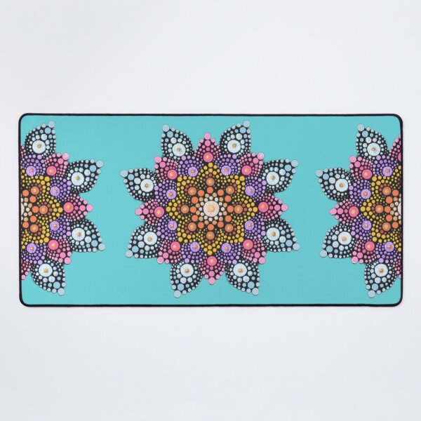 Item preview, Colorful Painted Mandala - blue background designed and sold by Louise-Mae.