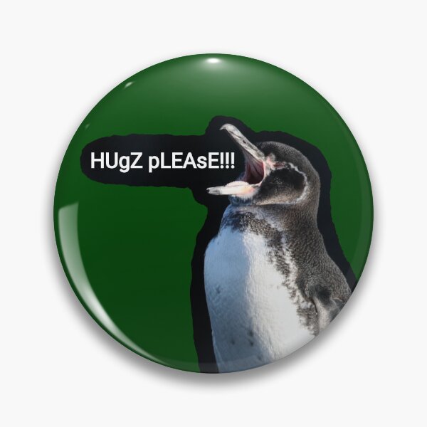 Artikelvorschau, Galapagos Penguin politely asks for hugs (Dark Green #014606 Background) entworfen und verkauft von SBPenguins.