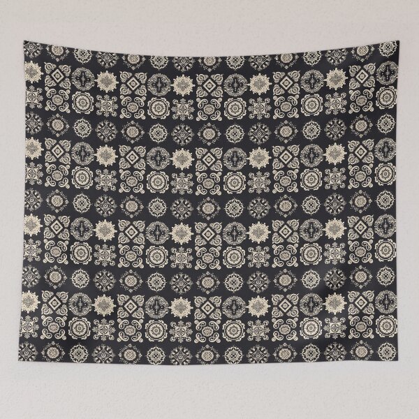 Item preview, Black and light beige ornate set of vintage elements pattern designed and sold by DAHAS.