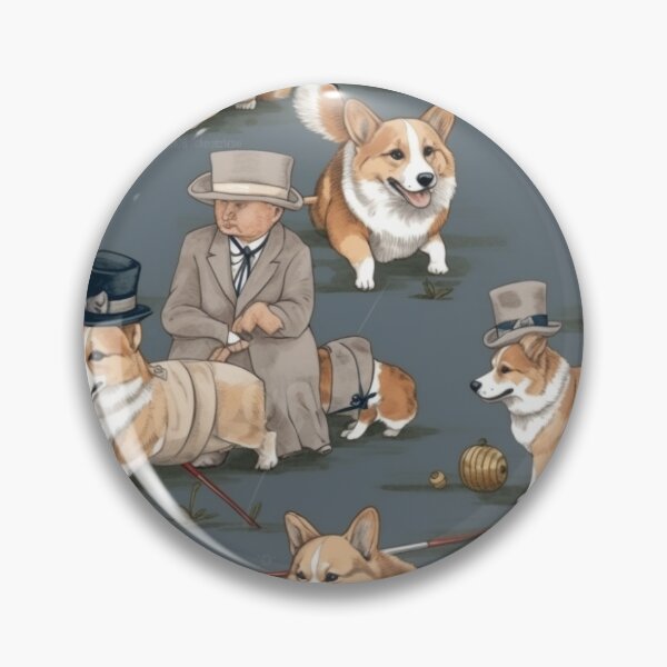 Item preview, Dapper Corgies out and about! designed and sold by Vintage Corgi Art.