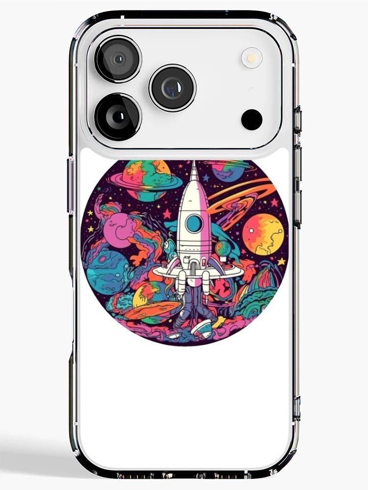 Thumbnail 1 of 5, iPhone Case, Retro Rocketscape designed and sold by ColorsofDawn.