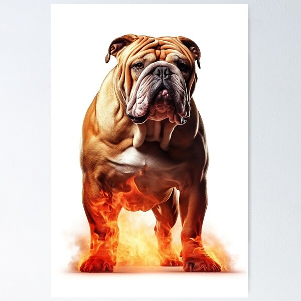 Item preview, phoenix bulldog with fire effects super realistic photo isolated on white background designed and sold by 3dleonardo.