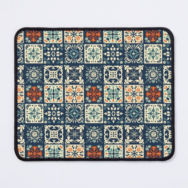 Item preview, Colorful vector tiles with floral designs in orange and blue designed and sold by DAHAS.