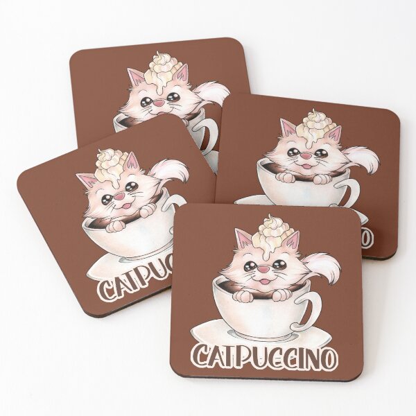 Item preview, Catpuccino for cats and coffee lovers pun designed and sold by ZadzeneaArt.