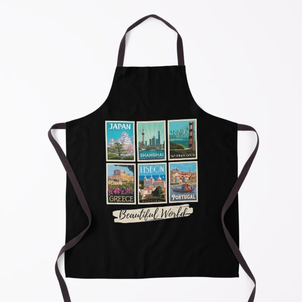 Item preview, Beautiful World is a collection of Vintage Posters in a Collage. Japan, Shanghai, San Francisco, Greece, Lisbon, Portugal designed and sold by Rogue-Studio.