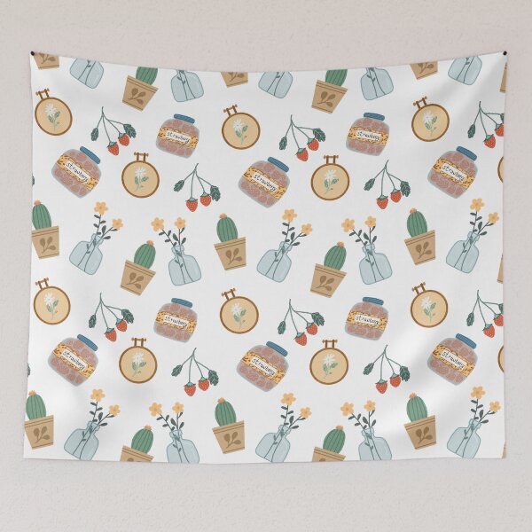 Item preview, Cottagecore cute seamless pattern designed and sold by pinkyfish1010.