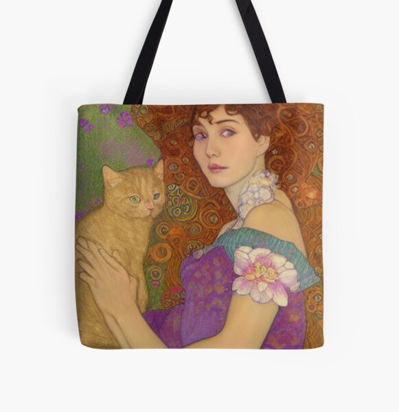 Aperçu de l'œuvre Art Nouveau Gustav Klimt Ginger Cat Art créée et vendue par FelineLicky.