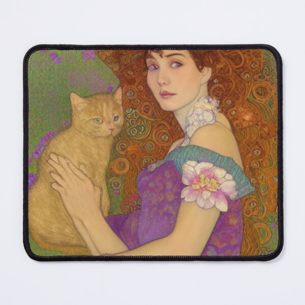 Item preview, Art Nouveau Gustav Klimt Ginger Cat Art designed and sold by FelineLicky.