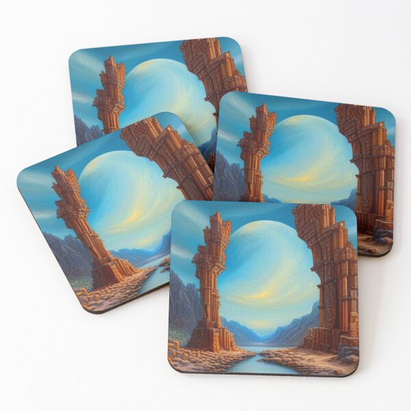 Item preview, Blue Portal Between Two Stone Pillars designed and sold by HanaiPrint.