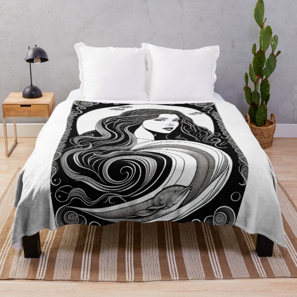 Item preview, Black and White Woman Long Hair Design designed and sold by eLedesign22.