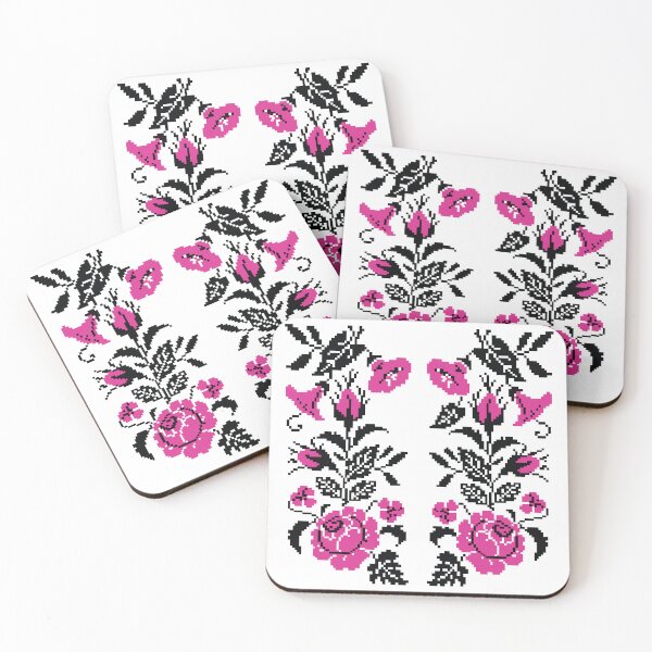Item preview, Ukrainian Embroidery Floral Design Ukrainian Souvenir Pink Black Flowers designed and sold by Iryna-Design.