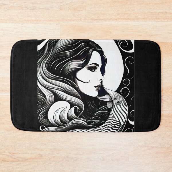 Item preview, Black and White Woman Long Hair Design designed and sold by eLedesign22.