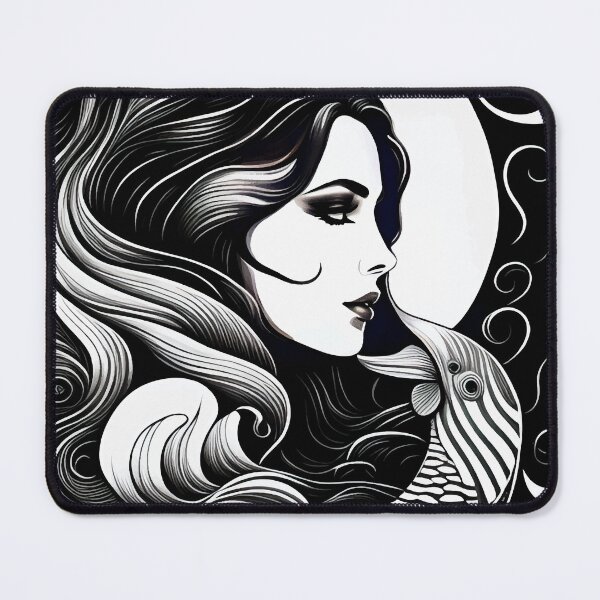 Item preview, Black and White Woman Long Hair Design designed and sold by eLedesign22.