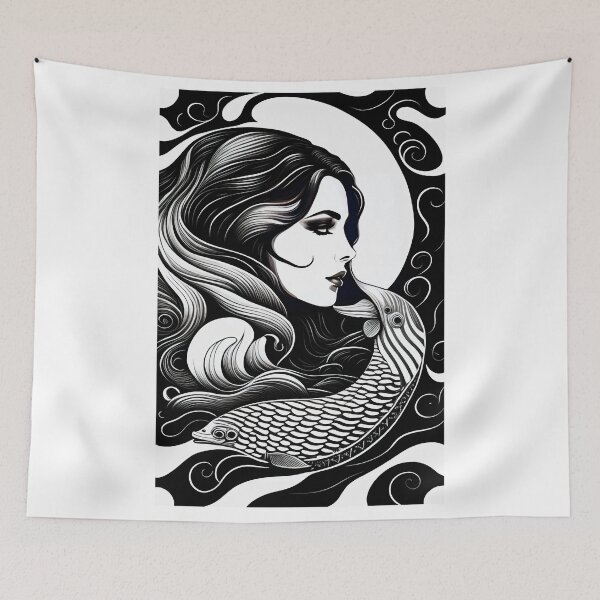 Item preview, Black and White Woman Long Hair Design designed and sold by eLedesign22.